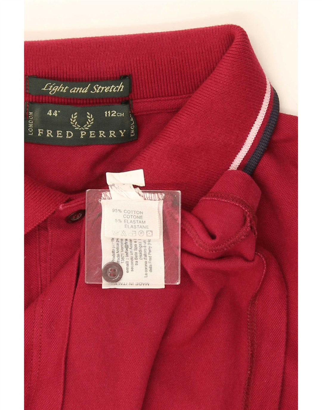 Fred Perry Mens Polo Shirt Medium Burgundy Striped Cotton