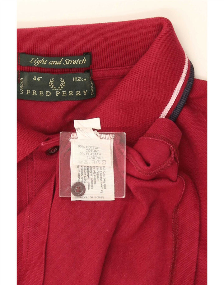 Fred Perry Mens Polo Shirt Medium Burgundy Striped Cotton