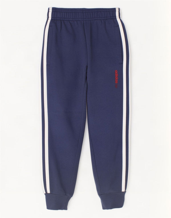 Adidas Boys Tracksuit Trousers Joggers 5-6 Years Navy Blue Cotton