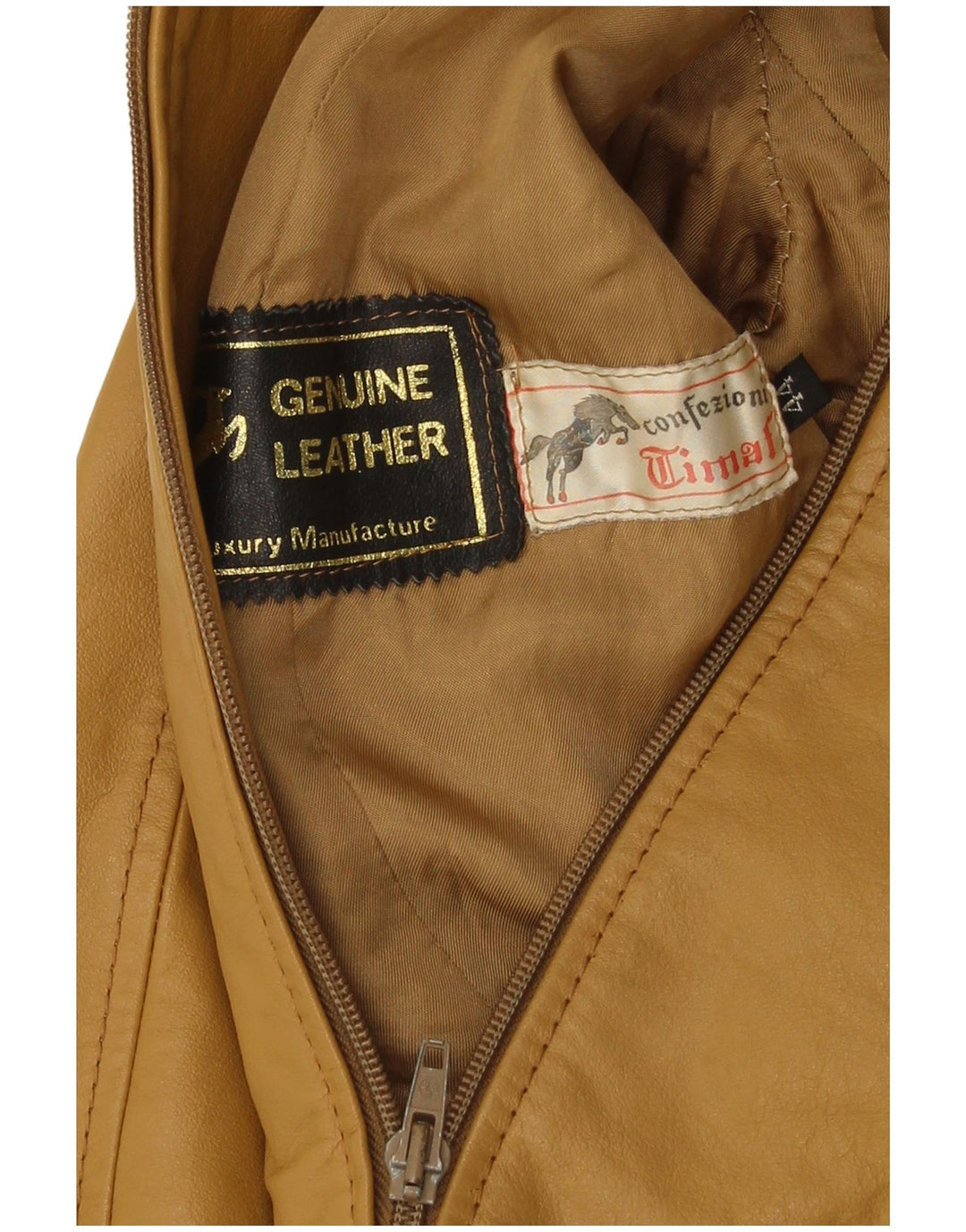 Confezioni Womens Leather Jacket IT 44 Medium Beige Leather