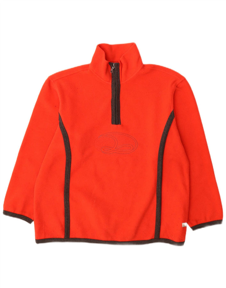 Lotto Womens Graphic Zip Neck Fleece Jumper UK 14 Medium Orange Polyester