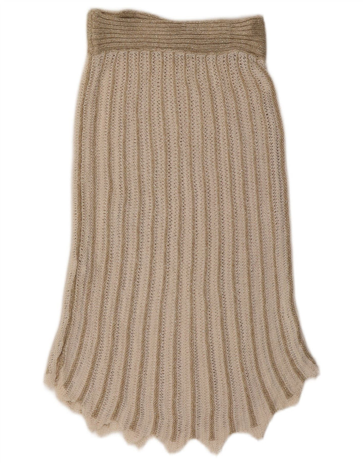 Vintage Womens 2 Piece Skirt Set UK 8 Small W26  Beige Striped Acrylic