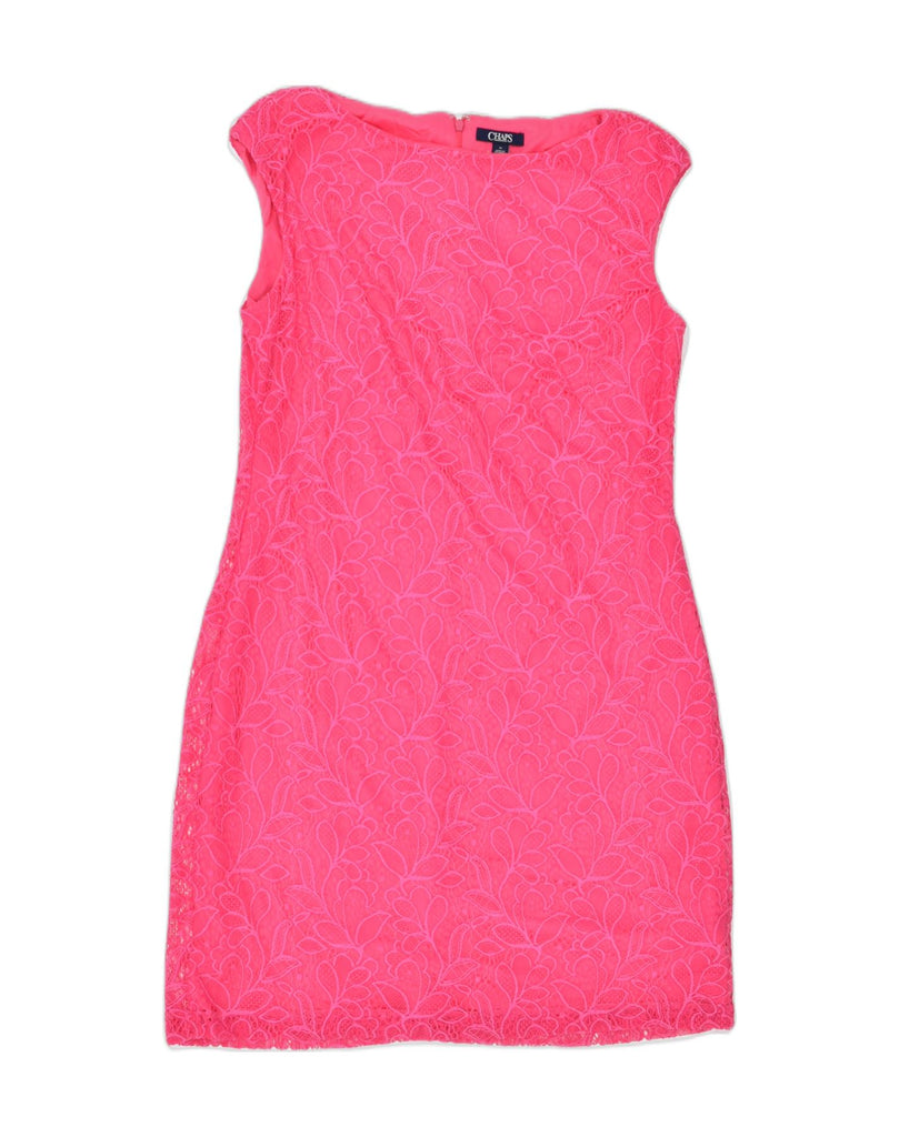 CHAPS Womens Sheath Dress UK 14 Medium Pink Floral Nylon | Vintage | Thrift | Second-Hand | Used Clothing | Messina Hembry 