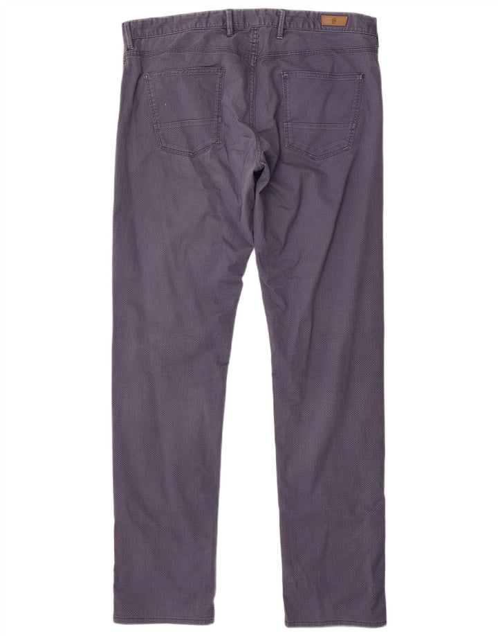 MASSIMO DUTTI Mens Casual Trousers EU 44 Large W34 L33 Navy Blue Spotted