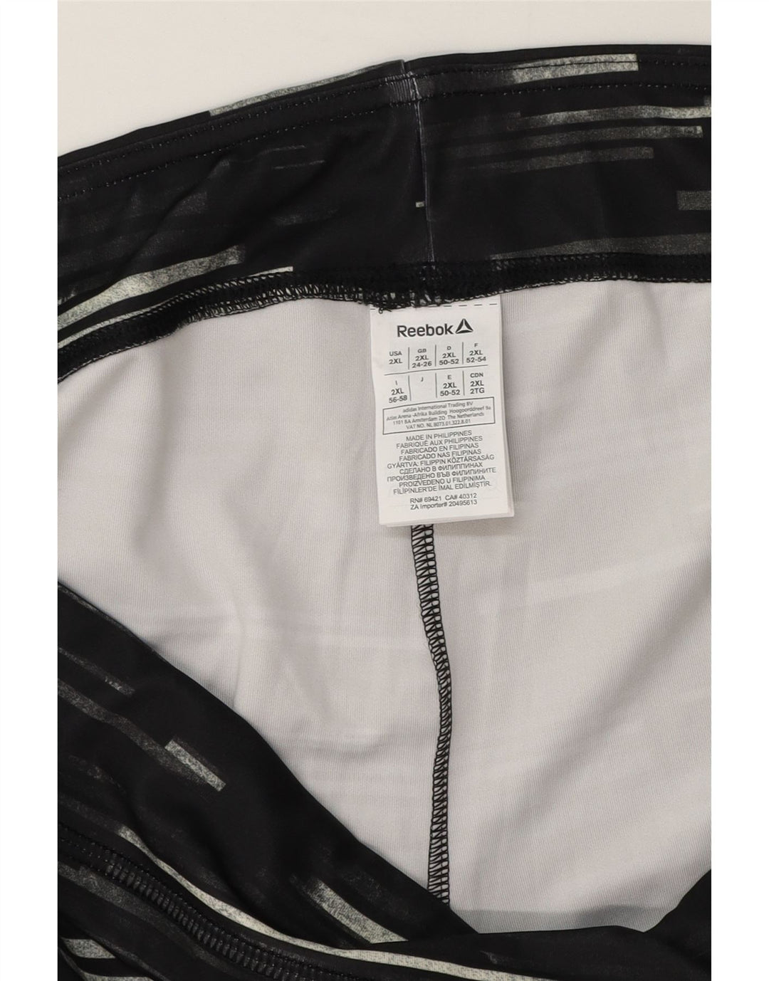 Reebok Womens Capri Leggings UK 24/26 2XL Black Striped Polyester