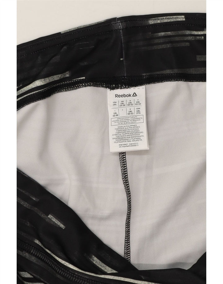 Reebok Womens Capri Leggings UK 24/26 2XL Black Striped Polyester