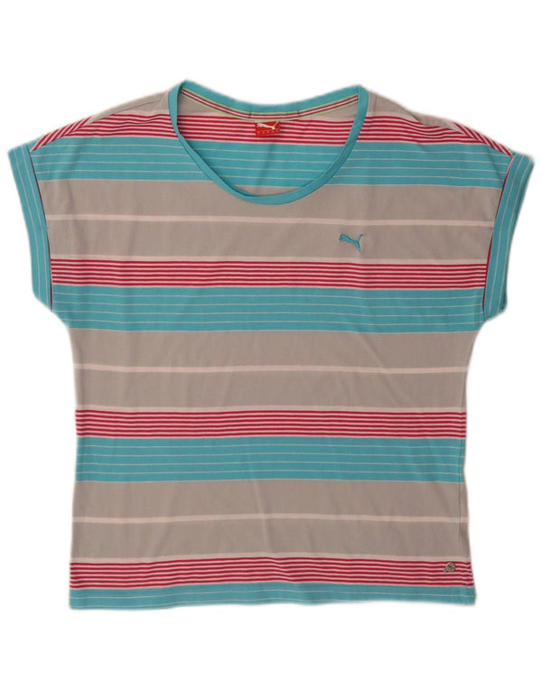Puma Womens T-Shirt Top UK 12 Medium Multicoloured Striped