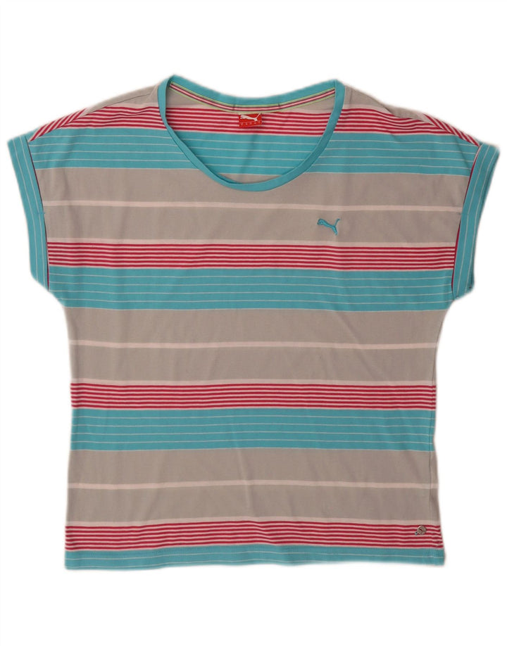 Puma Womens T-Shirt Top UK 12 Medium Multicoloured Striped