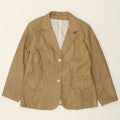 VINTAGE Womens Leather 2 Button Blazer Jacket IT 48 XL Beige Leather Vintage Vintage and Second-Hand Vintage from Messina Hembry 