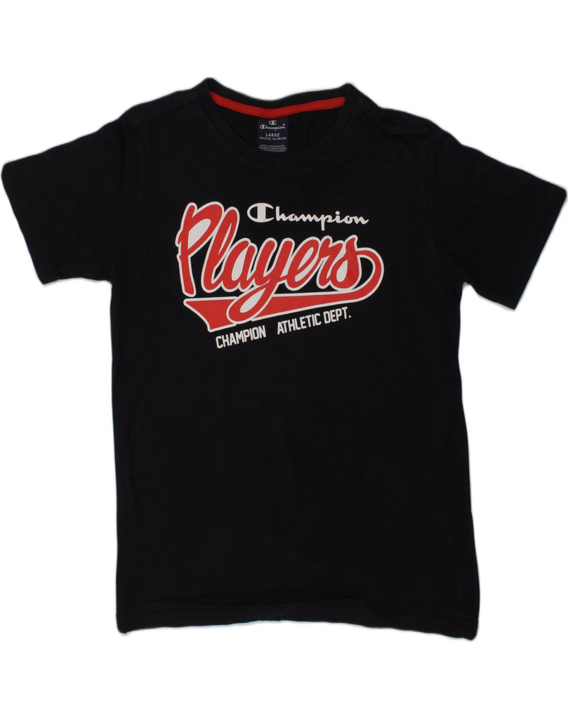 CHAMPION Boys Graphic T-Shirt Top 11-12 Years Large Black Cotton | Vintage Champion | Thrift | Second-Hand Champion | Used Clothing | Messina Hembry 