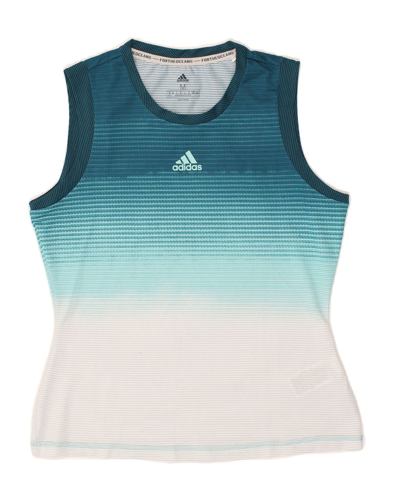 ADIDAS Womens Graphic Vest Top UK 12/14 Medium Blue Tie Dye Polyester | Vintage Adidas | Thrift | Second-Hand Adidas | Used Clothing | Messina Hembry 