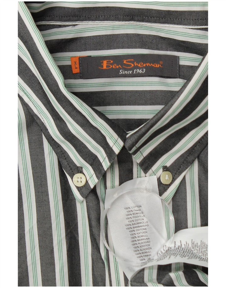 Ben Sherman Mens Shirt XL Grey Striped Cotton