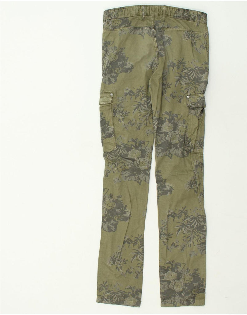 CELIO Womens Slim Cargo Trousers EU 38 Medium W30 L34 Green Floral Cotton | Vintage Celio | Thrift | Second-Hand Celio | Used Clothing | Messina Hembry 