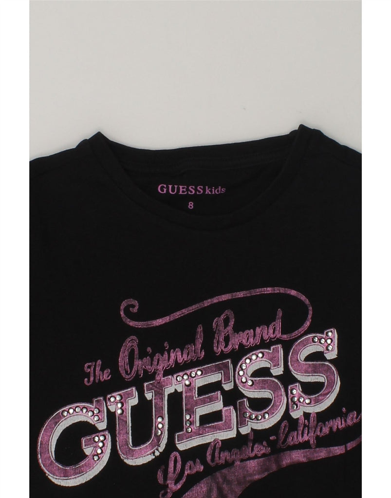 GUESS Girls Graphic T-Shirt Top 7-8 Years Black | Vintage Guess | Thrift | Second-Hand Guess | Used Clothing | Messina Hembry 