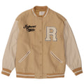 Zara Girls Graphic Varsity Jacket 13-14 Years Beige Colourblock Polyester