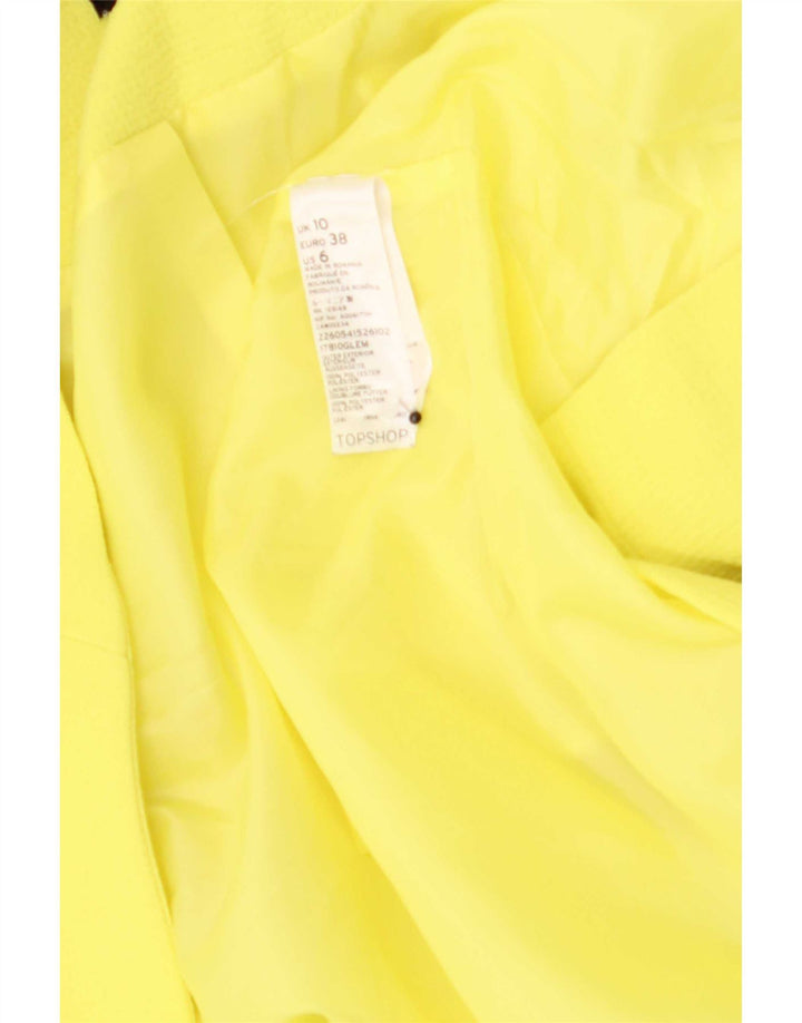Topshop Womens Open Blazer Jacket UK 10 Small Yellow Polyester