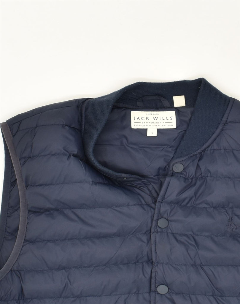 JACK WILLS Mens Superior Padded Gilet UK 36 Small Navy Blue Polyester | Vintage Jack Wills | Thrift | Second-Hand Jack Wills | Used Clothing | Messina Hembry 