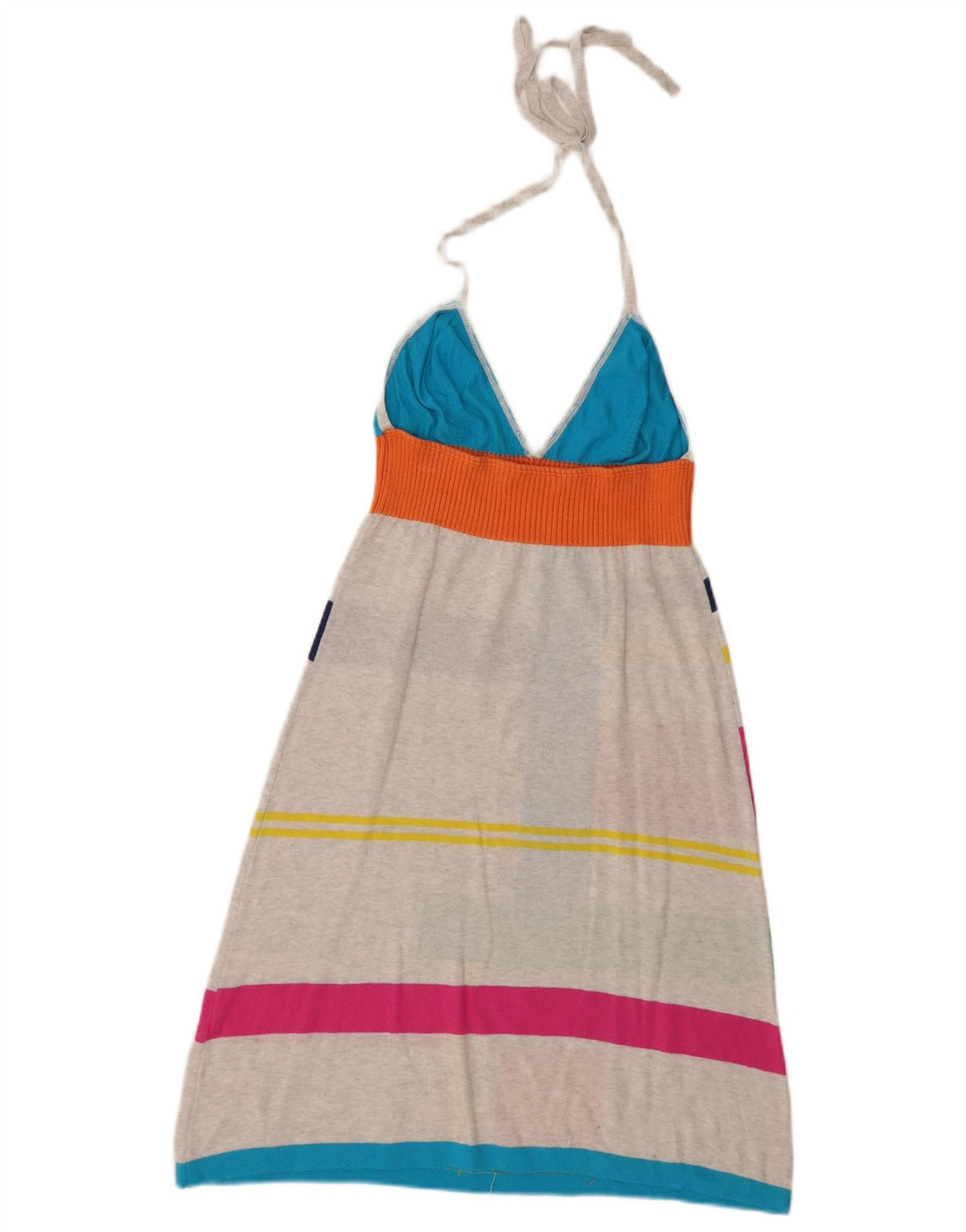 Benetton Womens Halter Dress UK 2 2XS  Multicoloured Colourblock