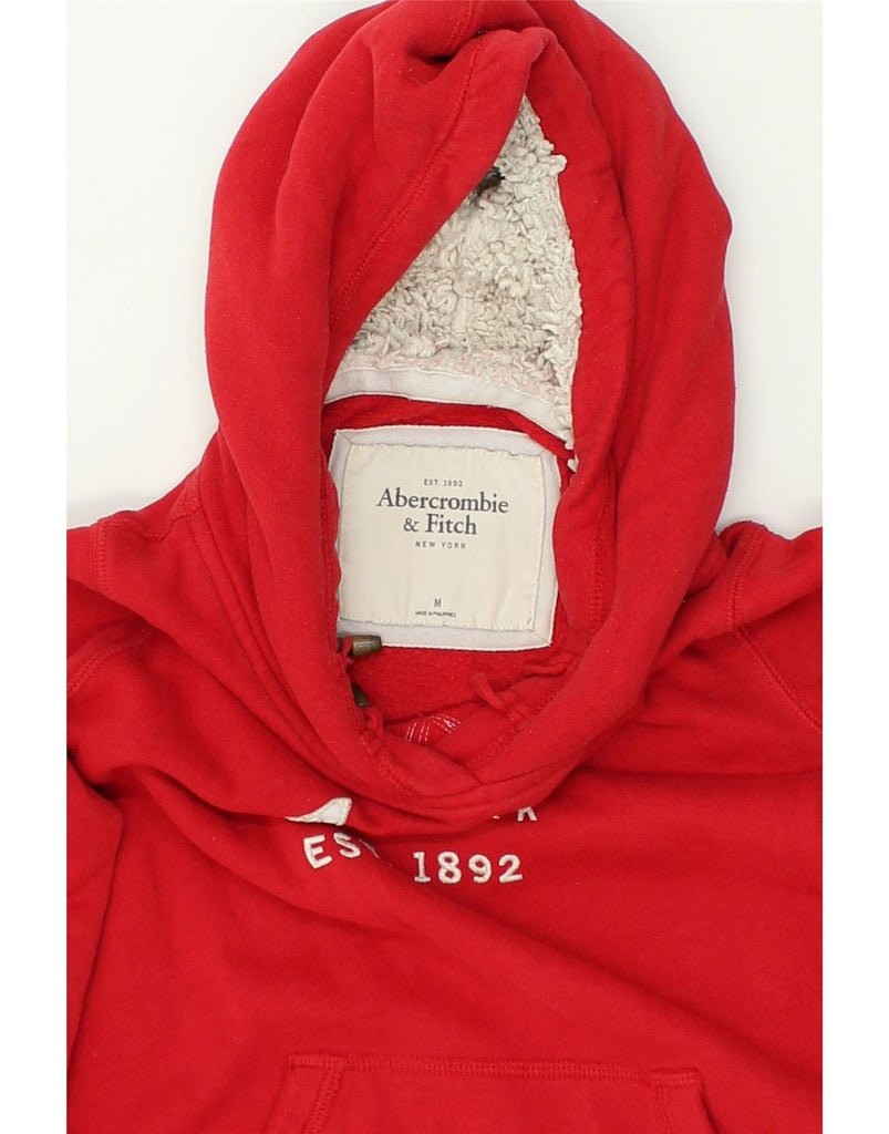 ABERCROMBIE & FITCH Womens Graphic Hoodie Jumper UK 12 Medium Red Cotton | Vintage Abercrombie & Fitch | Thrift | Second-Hand Abercrombie & Fitch | Used Clothing | Messina Hembry 