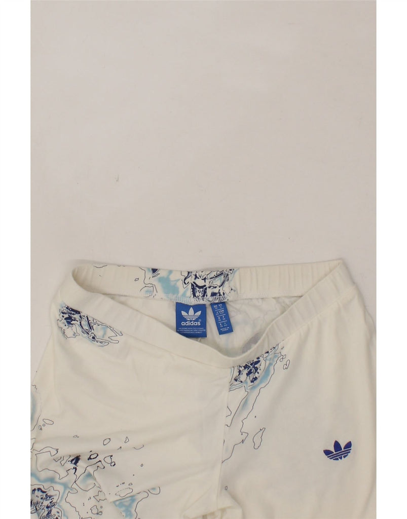 ADIDAS Womens Graphic Leggings UK 10 Small White Floral Vintage Adidas and Second-Hand Adidas from Messina Hembry 