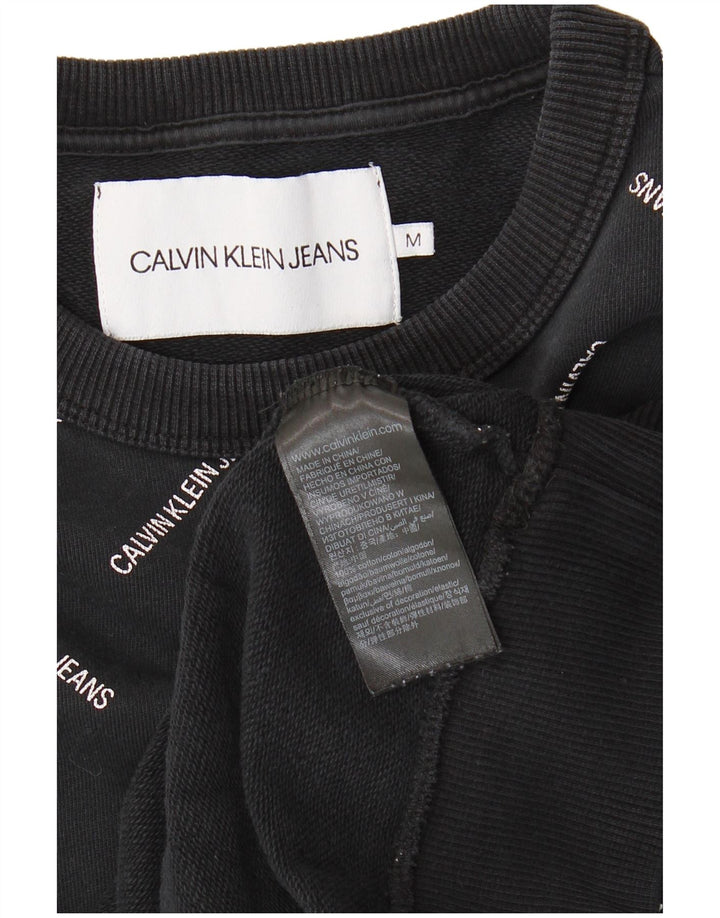 CALVIN KLEIN JEANS Mens Graphic Sweatshirt Jumper Medium Black Cotton