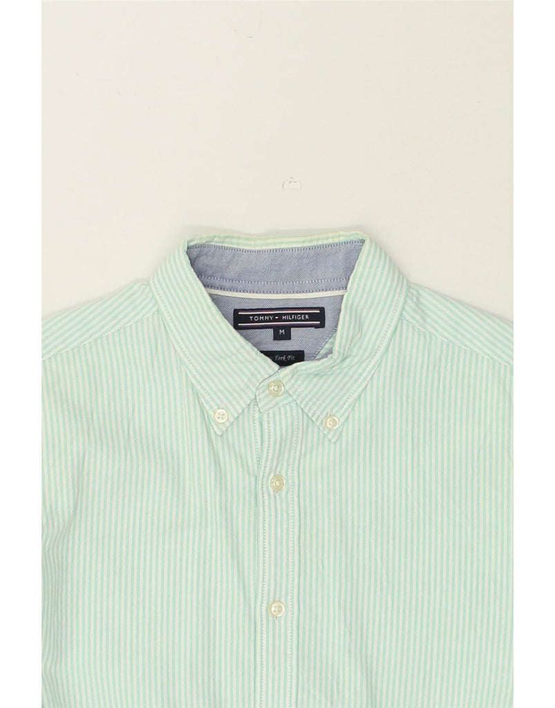 TOMMY HILFIGER Mens New York Fit Shirt Medium Green Striped Cotton | Vintage Tommy Hilfiger | Thrift | Second-Hand Tommy Hilfiger | Used Clothing | Messina Hembry 