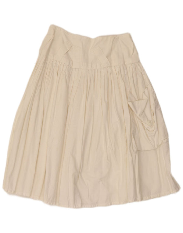 Vintage Womens Pleated Skirt IT 44 Medium W28  White Cotton