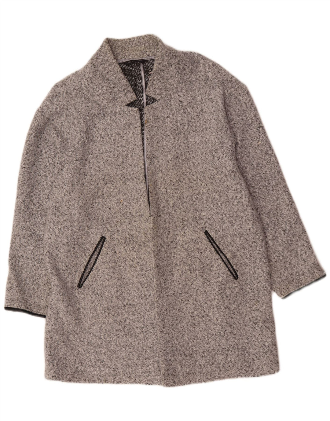 Marks & Spencer Womens Open Overcoat UK 20 2XL Grey Flecked Polyester
