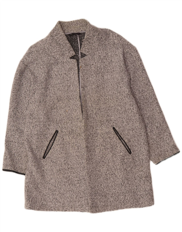 Marks & Spencer Womens Open Overcoat UK 20 2XL Grey Flecked Polyester