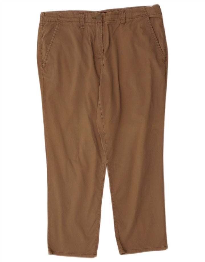 Marks & Spencer Womens Straight Cropped Trousers UK 12 Medium W32 L24 Brown