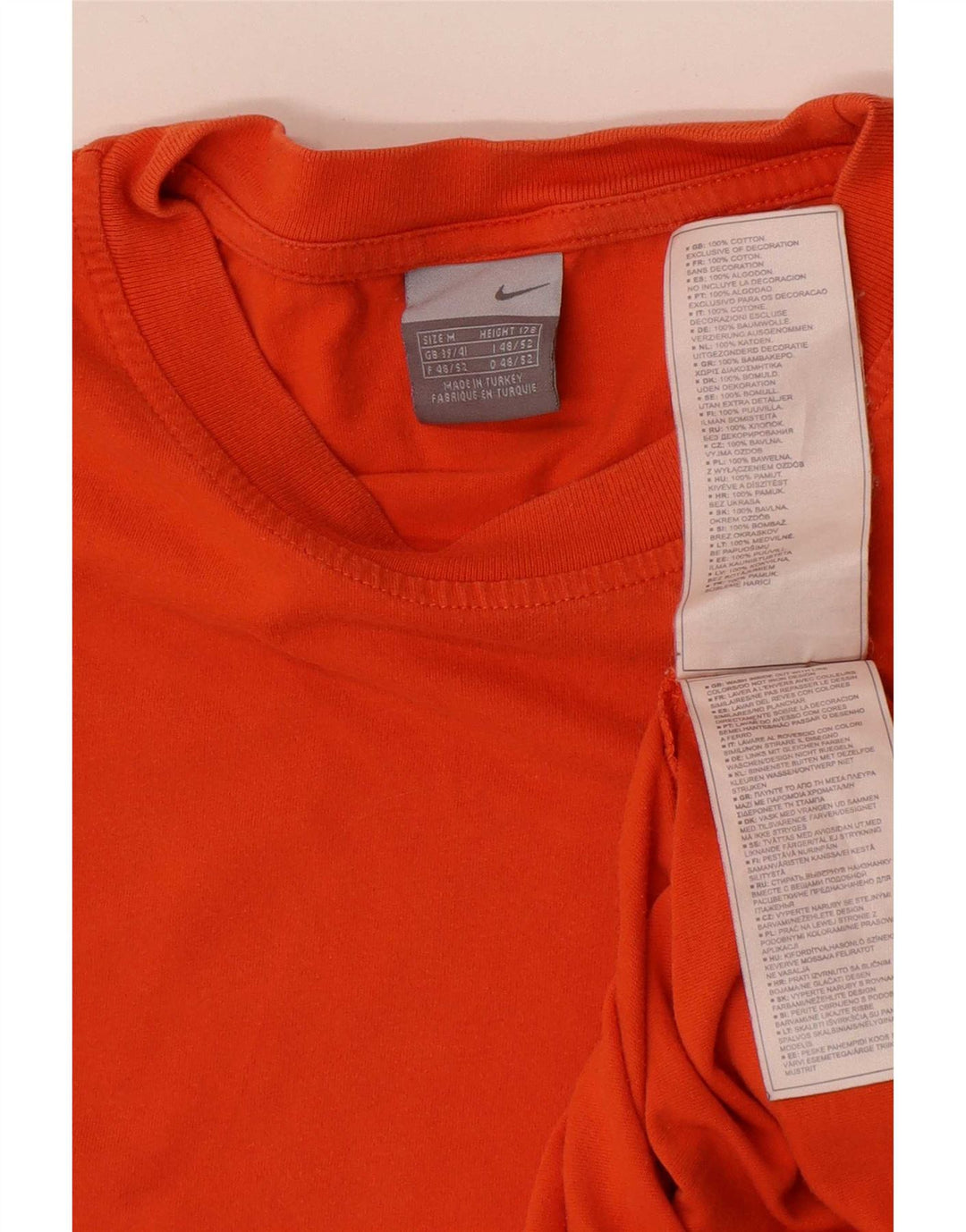 Nike Mens T-Shirt Top UK 39/41 Medium Orange Cotton