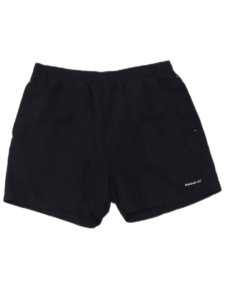 REEBOK Mens Swimming Shorts Large Navy Blue Polyester