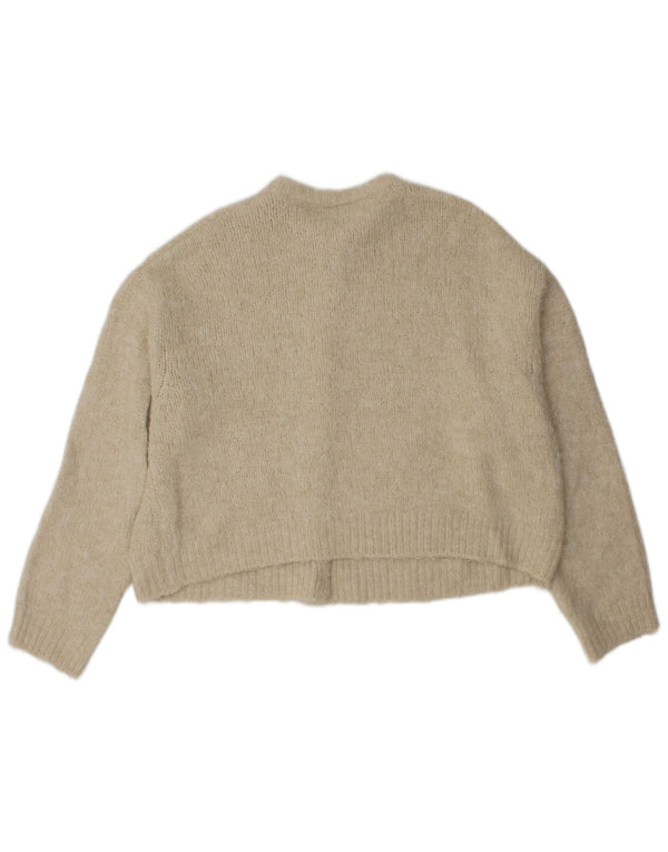 Urban Outfitters Womens Crop Oversized Cardigan Sweater UK 14 Medium Beige