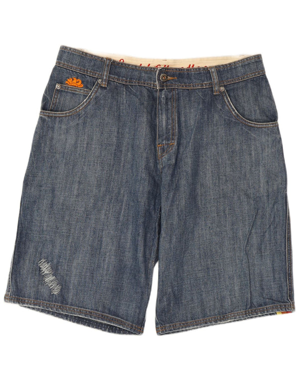 SUNDEK Mens Denim Shorts W36 Large  Blue Striped Cotton