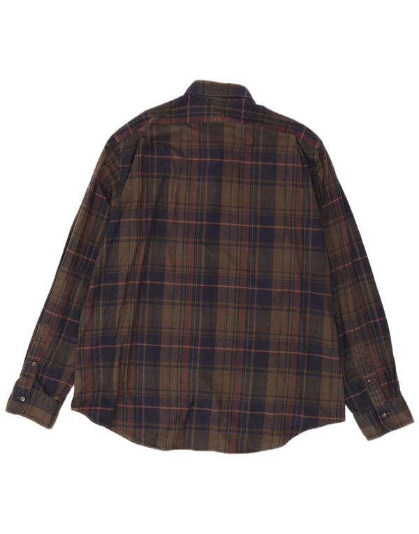 POLO RALPH LAUREN Mens Flannel Shirt 2XL Brown Check Cotton