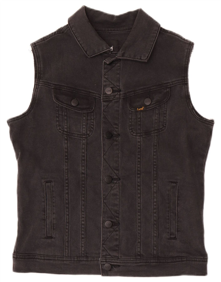 Lee Mens Denim Gilet UK 36 Small Grey Cotton