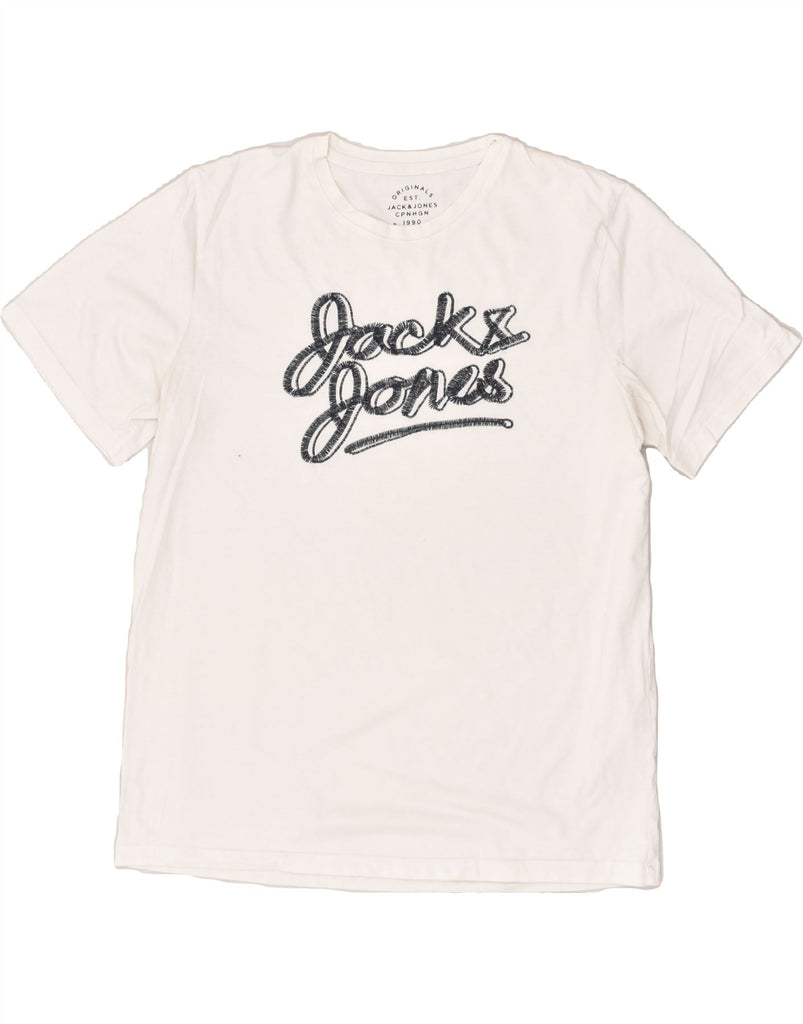 JACK & JONES Mens Graphic T-Shirt Top Large White Cotton | Vintage Jack & Jones | Thrift | Second-Hand Jack & Jones | Used Clothing | Messina Hembry 