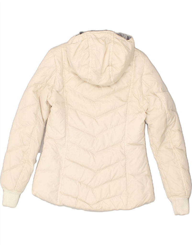 PLAYLIFE Womens Hooded Padded Jacket UK 6 XS Off White Polyester | Vintage Playlife | Thrift | Second-Hand Playlife | Used Clothing | Messina Hembry 