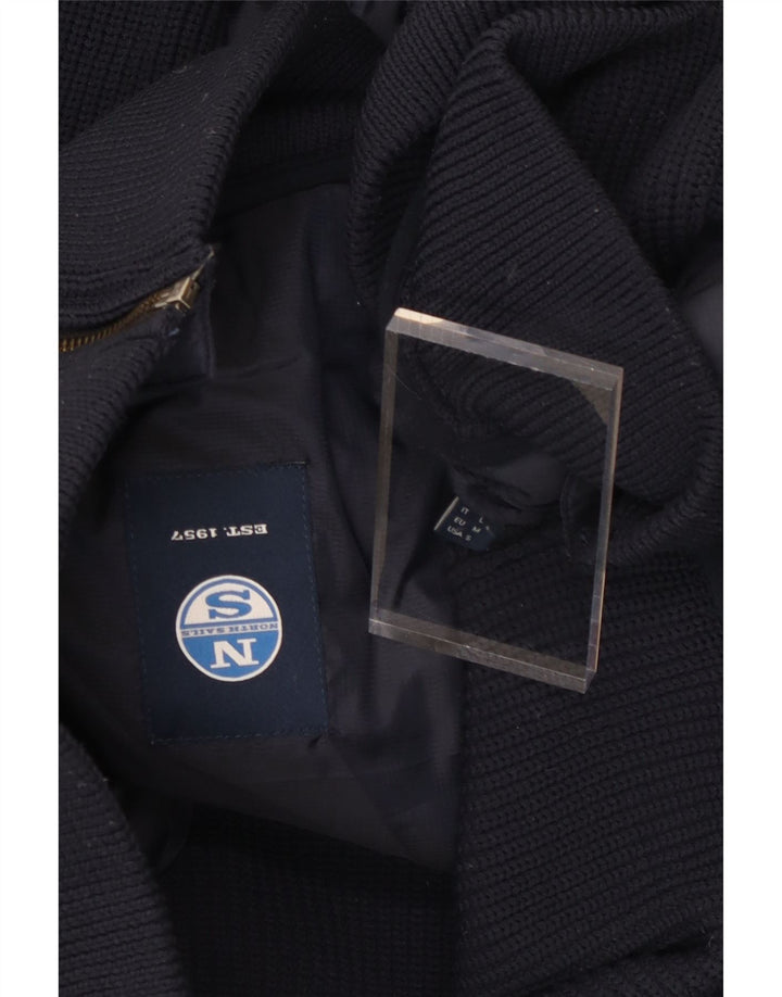 North Sails Mens Cardigan Sweater Large Navy Blue Polyester