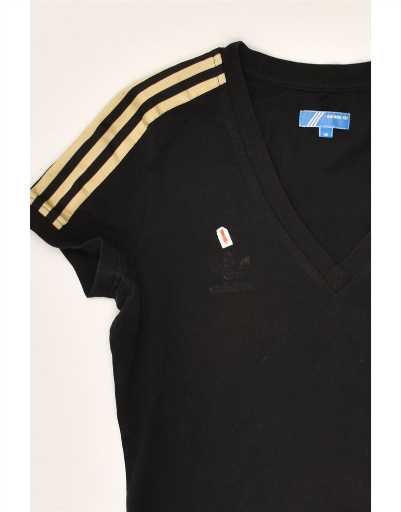 ADIDAS Womens T-Shirt Top UK 14 Medium Black Cotton | Vintage Adidas | Thrift | Second-Hand Adidas | Used Clothing | Messina Hembry 