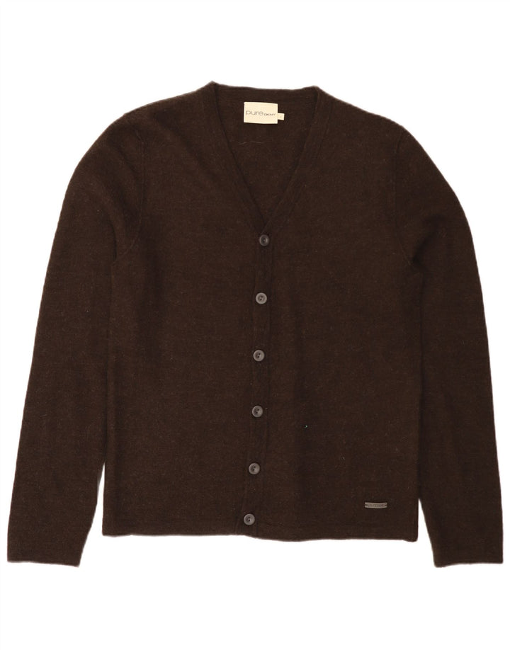 Dkny Mens Cardigan Sweater Large Brown Wool