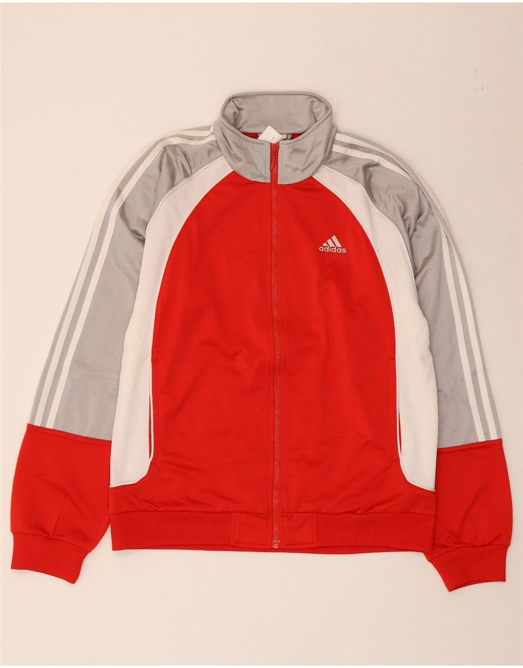 Adidas Mens Tracksuit Top Jacket UK 40/42 Medium Red Colourblock Polyester