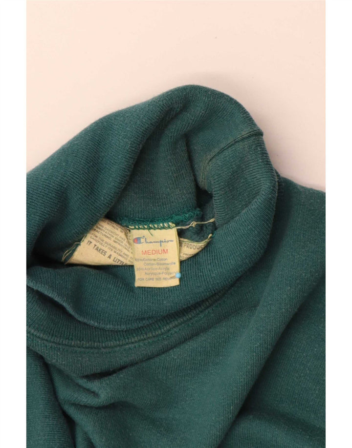Champion Mens Roll Neck Sweatshirt Jumper Medium Green Cotton