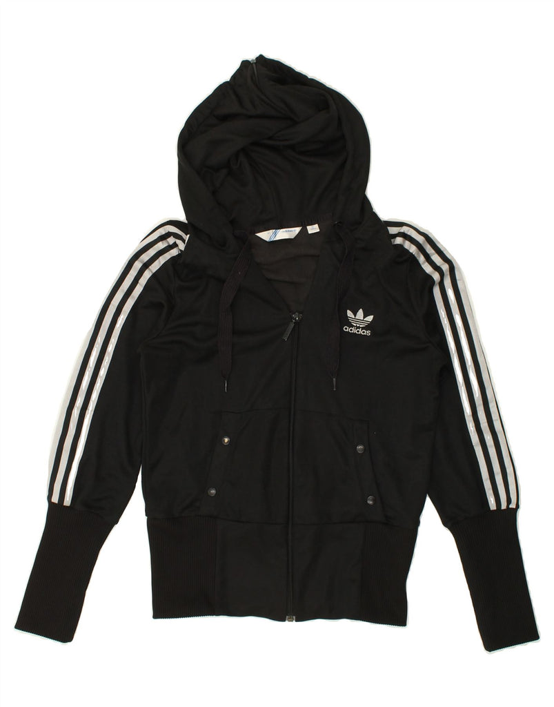 ADIDAS Womens Zip Hoodie Sweater IT 42 Medium Black Polyester | Vintage Adidas | Thrift | Second-Hand Adidas | Used Clothing | Messina Hembry 