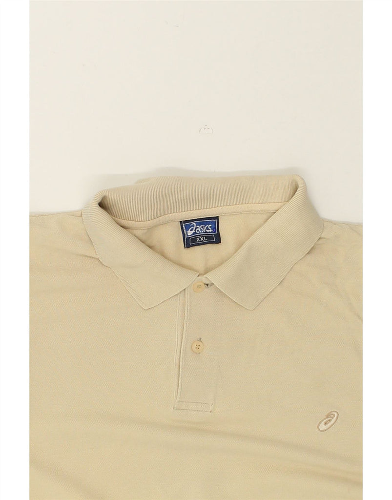 ASICS Mens Polo Shirt 2XL Beige | Vintage Asics | Thrift | Second-Hand Asics | Used Clothing | Messina Hembry 