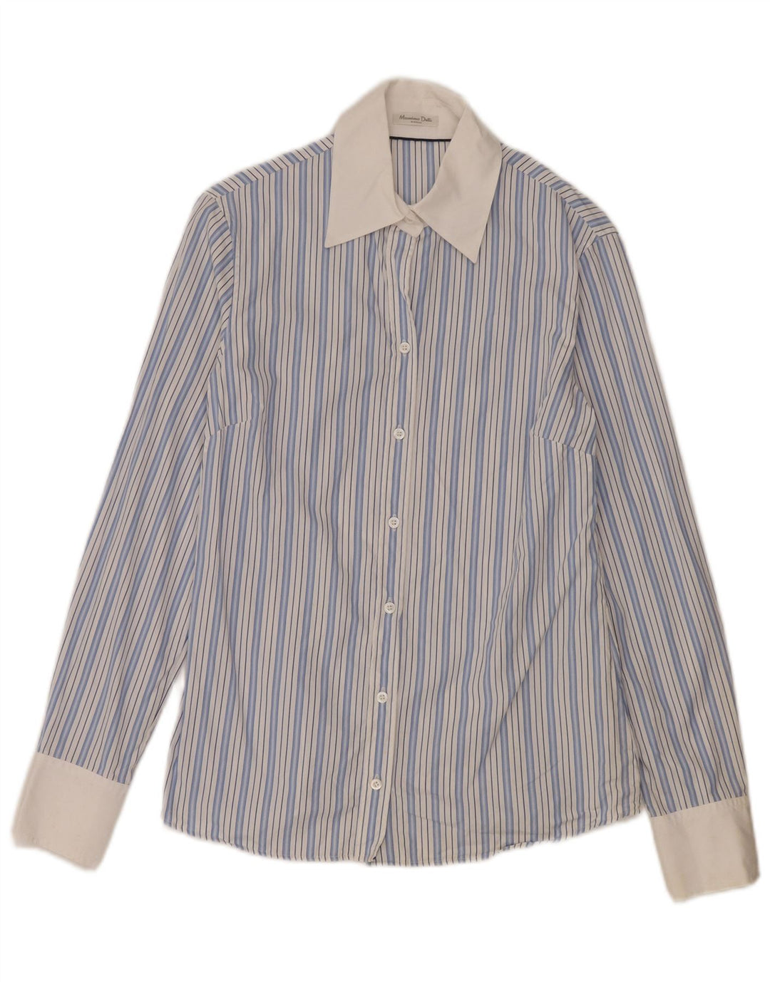Massimo Dutti Womens Formal Shirt EU 38 Small Blue Striped Cotton