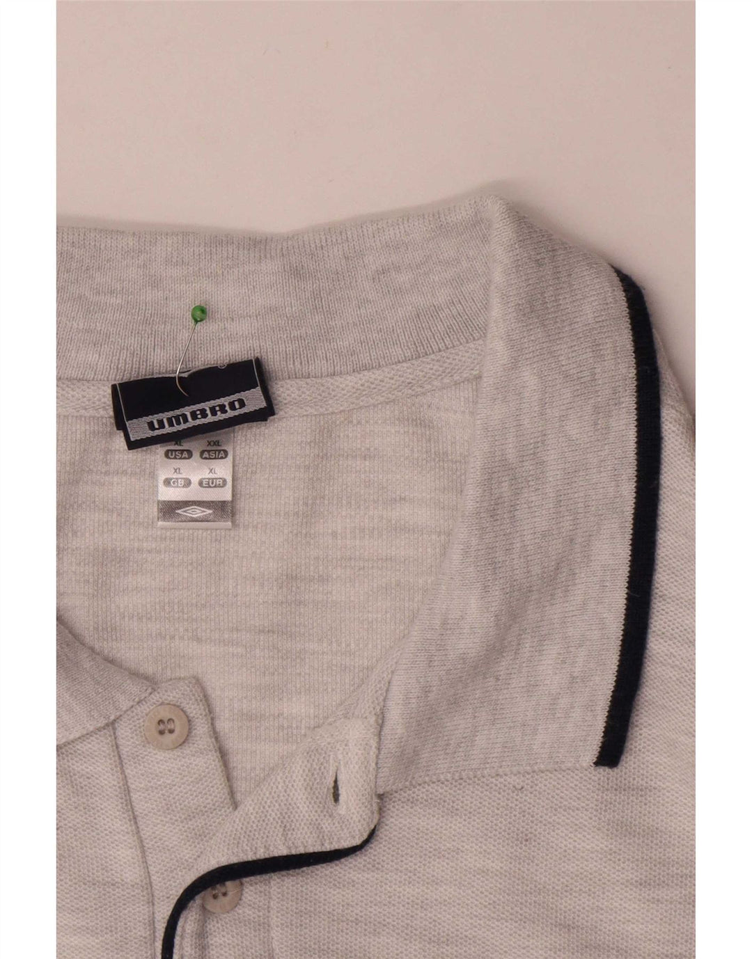 Umbro Mens Polo Shirt XL Grey Striped Cotton