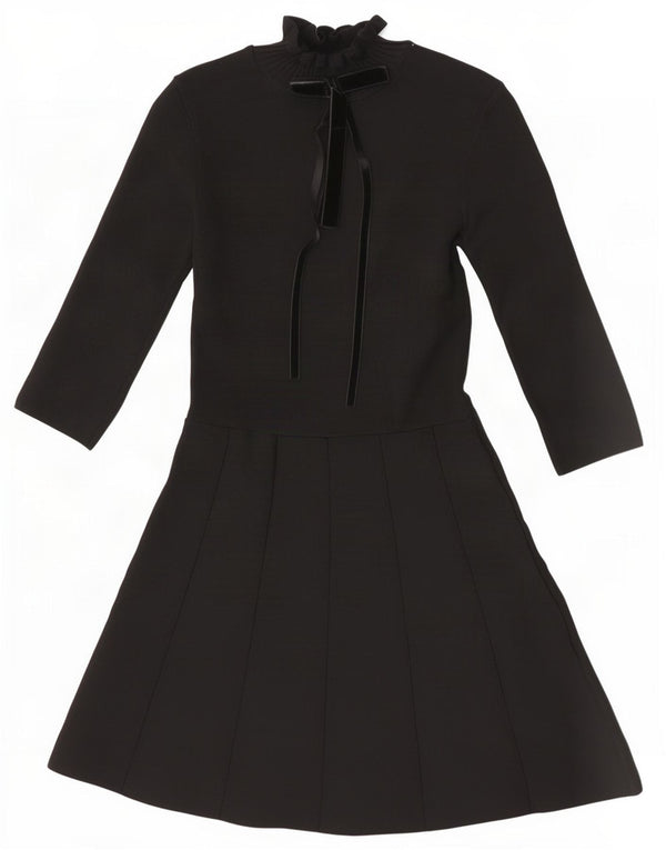 Zara Womens 3/4 Sleeve A-Line Dress UK 12 Medium Black Polyamide