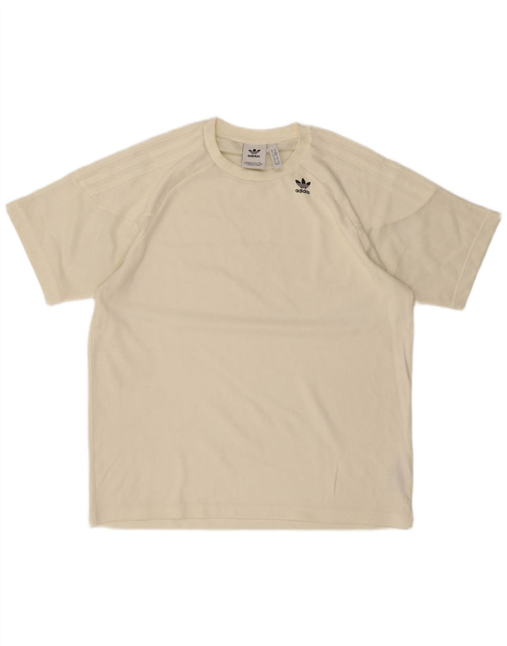 Adidas Mens T-Shirt Top Medium Off White Cotton