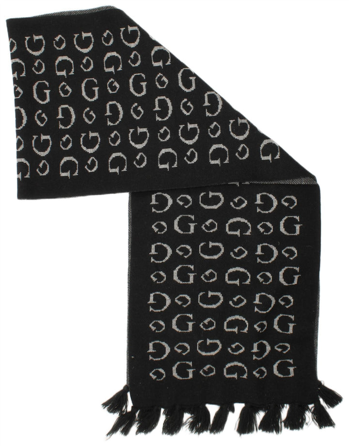 Guess Womens Graphic Rectangle Scarf One Size Black Acrylic Logo